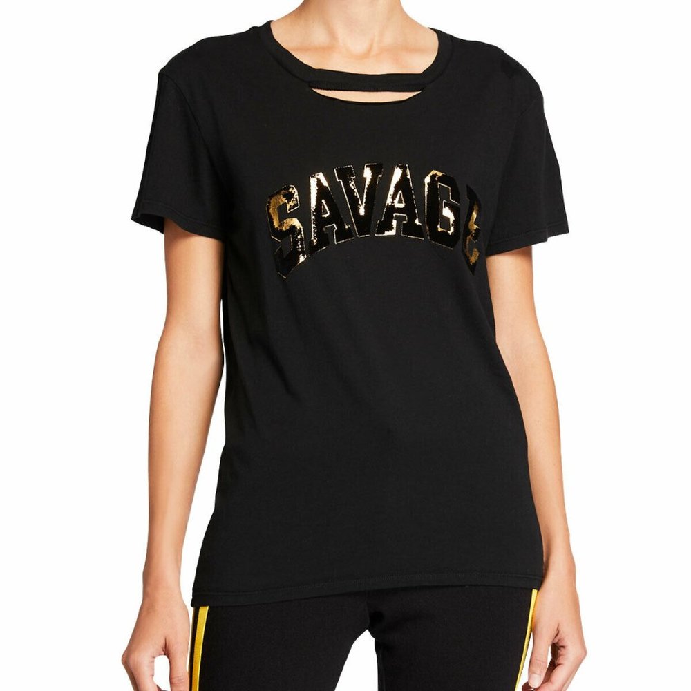 PAM & GELA M Slouchy Crew Two-Tone Savage Top